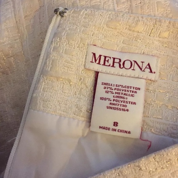 Merona (Size 8) Beige Gold Metallic Zip Back Skirt - Picture 5 of 5